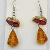 Imitate Amber Earring, width:12mm, Length:44mm, Sold by Dozen