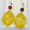 Imitate Amber Earring, width:23mm, Length:60mm, Sold by Dozen