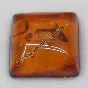 Imitate Amber Cabochons, Square, The other side is Flat 10mm, Sold by Bag