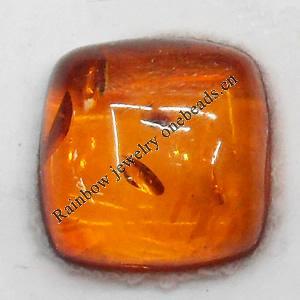 Imitate Amber Cabochons, Square, The other side is Flat 16mm, Sold by Bag