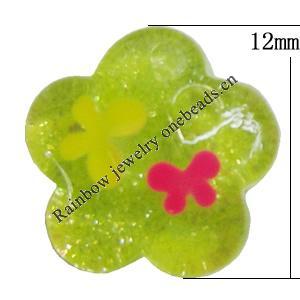 Resin Cabochons, No Hole Headwear & Costume Accessory, Flower 12mm, Sold by Bag