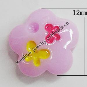 Resin Cabochons, No Hole Headwear & Costume Accessory, Flower 12mm, Sold by Bag