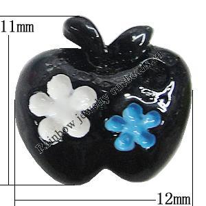 Resin Cabochons, No Hole Headwear & Costume Accessory, Apple 12x11mm, Sold by Bag