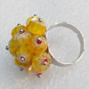 Iron Ring with Millefiori Glass, Mix colour, Flower:about 28mm, Ring: 18mm inner diameter, 4.5-7mm wide, Sold by Box