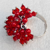 Iron Ring with Crystal Beads, Mix colour, Flower:about 27mm, Ring: 18mm inner diameter, 4.5-7mm wide, Sold by Box