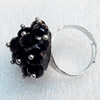 Iron Ring with Crystal Beads, Mix colour, Flower:about 23mm, Ring: 18mm inner diameter, 4.5-7mm wide, Sold by Box