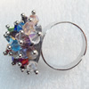 Iron Ring with Crystal Beads, Flower:about 23mm in diameter, Ring: 18mm inner diameter, 4.5-7mm wide, Sold by Box