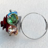 Iron Ring with Crystal Beads, Flower:about 19mm in diameter, Ring: 18mm inner diameter, 4.5-7mm wide, Sold by Box