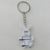 Key Chain, Iron Ring with Wood Charm, Charm Size:49x32mm, Sold by PC
