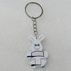 Key Chain, Iron Ring with Wood Charm, Charm Size:49x32mm, Sold by PC