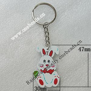 Key Chain, Iron Ring with Wood Charm, Charm Size:47x30mm, Sold by PC