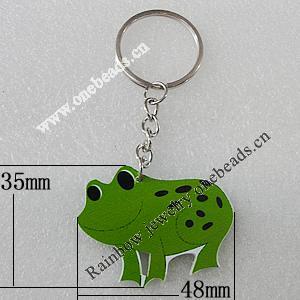 Key Chain, Iron Ring with Wood Charm, Charm Size:48x35mm, Sold by PC