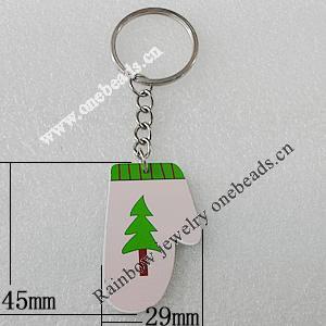 Key Chain, Iron Ring with Wood Charm, Charm Size:45x29mm, Sold by PC