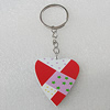Key Chain, Iron Ring with Wood Charm, Charm Size:46x42mm, Sold by PC