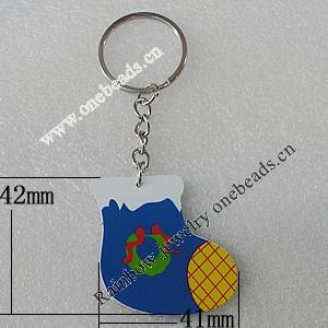 Key Chain, Iron Ring with Wood Charm, Charm Size:42x41mm, Sold by PC
