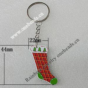 Key Chain, Iron Ring with Wood Charm, Charm Size:44x22mm, Sold by PC