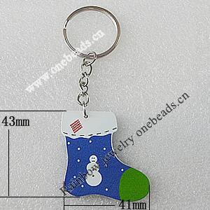 Key Chain, Iron Ring with Wood Charm, Charm Size:43x41mm, Sold by PC