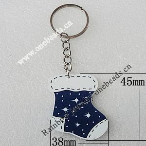 Key Chain, Iron Ring with Wood Charm, Charm Size:45x38mm, Sold by PC