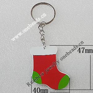 Key Chain, Iron Ring with Wood Charm, Charm Size:47x40mm, Sold by PC
