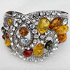 Bracelet, Imitate Amber Beads and Crystal Beads on a Zinc Alloy frame, width:52mm, Outer diameter:68mm, Sold by PC 