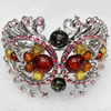 Bracelet, Imitate Amber Beads and Crystal Beads on a Zinc Alloy frame, width:48mm, Outer diameter:65mm, Sold by PC 