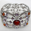 Bracelet, Imitate Amber Beads and Crystal Beads on a Zinc Alloy frame, width:46mm, Outer diameter:78mm, Sold by PC