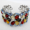 Bracelet, Imitate Amber Beads and Crystal Beads on a Zinc Alloy frame, width:34mm, Outer diameter:80mm, Sold by PC