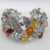 Bracelet, Imitate Amber Beads and Crystal Beads on a Zinc Alloy frame, width:34mm, Outer diameter:80mm, Sold by PC