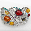 Bracelet, Imitate Amber Beads and Crystal Beads on a Zinc Alloy frame, width:45mm, Outer diameter:73mm, Sold by PC