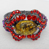 Bracelet, Imitate Amber Beads and Crystal Beads on a Zinc Alloy frame, width:45mm, Outer diameter:65mm, Sold by PC