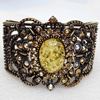 Bracelet, Imitate Amber Beads and Crystal Beads on a Zinc Alloy frame, width:50mm, Outer diameter:75mm, Sold by PC