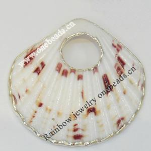 Shell Pendant, Silver Plated, 58x53mm, Hole:Approx 16mm, Sold by PC