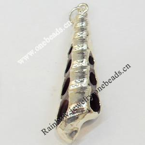 Shell Pendant, Silver Plated, 17x43mm, Hole:Approx 5mm, Sold by PC