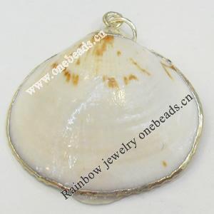 Shell Pendant, Silver Plated, 33x35mm, Hole:Approx 5mm, Sold by PC