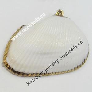 Shell Pendant, Gold Plated, 43x30mm, Hole:Approx 5mm, Sold by PC