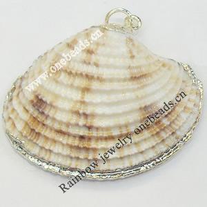 Shell Pendant, Silver Plated, 41x38mm, Hole:Approx 5mm, Sold by PC