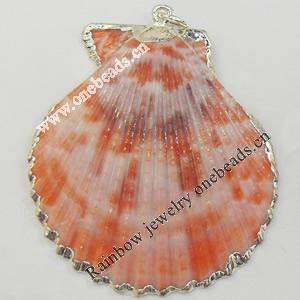 Shell Pendant, Silver Plated, 44x51mm, Hole:Approx 5mm, Sold by PC