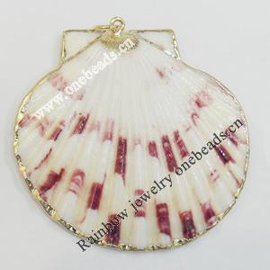 Shell Pendant, Gold Plated, 52x50mm, Hole:Approx 5mm, Sold by PC