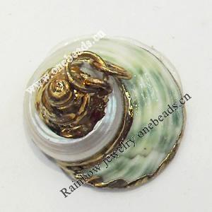 Shell Pendant, Gold Plated, 23x20mm, Hole:Approx 5mm, Sold by PC