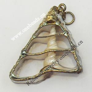 Shell Pendant, Gold Plated, 33x32mm, Hole:Approx 5mm, Sold by PC
