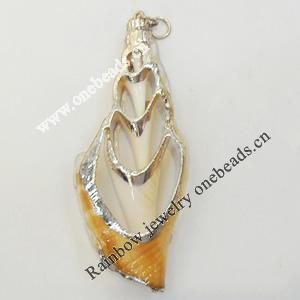 Shell Pendant, Silver Plated, 29x75mm, Hole:Approx 5mm, Sold by PC