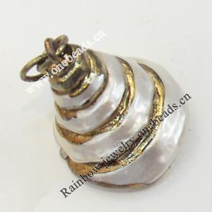 Shell Pendant, Gold Plated, 20x30mm, Hole:Approx 5mm, Sold by PC