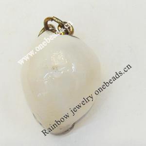 Shell Pendant, 17x24mm, Hole:Approx 5mm, Sold by PC