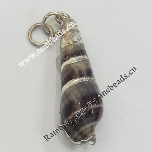 Shell Pendant, Silver Plated, 8x35mm, Hole:Approx 5mm, Sold by PC