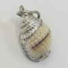Shell Pendant, Silver Plated, 11x20mm, Hole:Approx 5mm, Sold by PC
