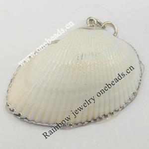 Shell Pendant, Silver Plated, 45x35mm, Hole:Approx 5mm, Sold by PC