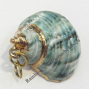 Shell Pendant, Gold Plated, 22x24mm, Hole:Approx 5mm, Sold by PC
