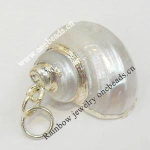 Shell Pendant, Silver Plated, 19x21mm, Hole:Approx 5mm, Sold by PC