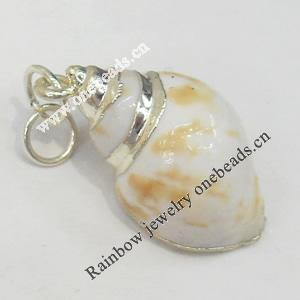 Shell Pendant, Silver Plated, 13x25mm, Hole:Approx 5mm, Sold by PC