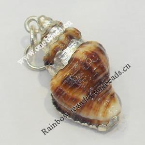 Shell Pendant, Silver Plated, 15x28mm, Hole:Approx 5mm, Sold by PC